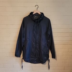 NWOT Under Armour Black Windbreaker Sporty Lightweight Jacket Sz L